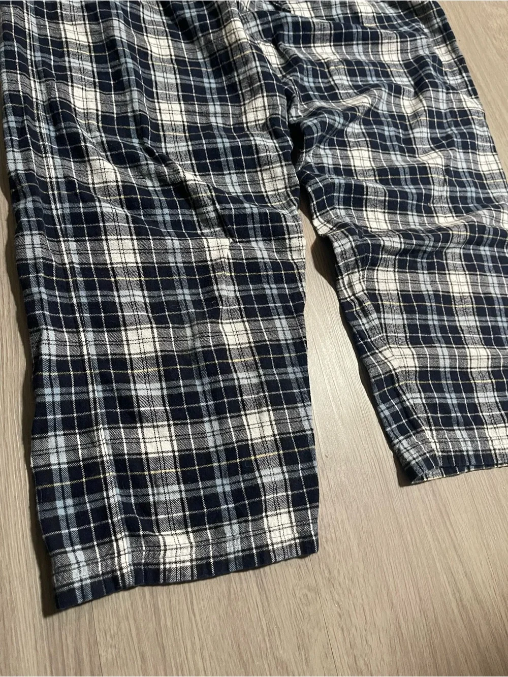 Men's Navy and White Plaid Lounge Pants